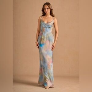 Azazie Aimee Watercolor Maxi Gown